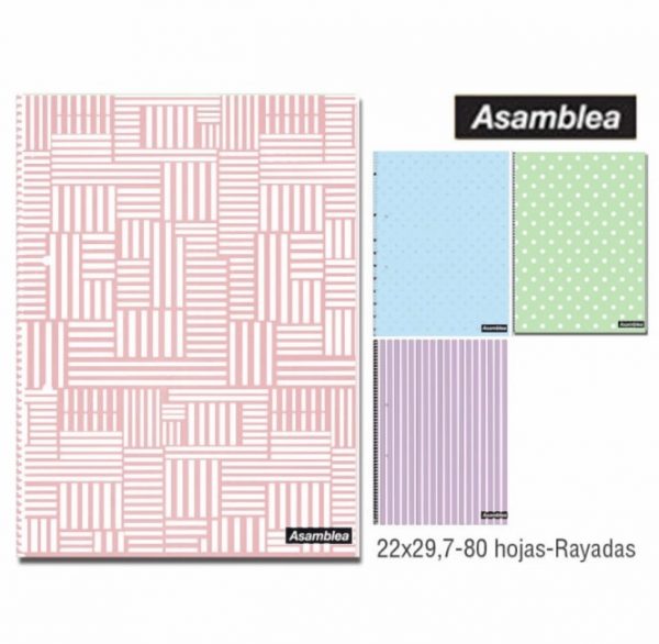 Cuaderno ASAMBLEA A4 tapa pastel RAYADO